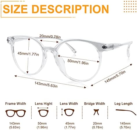 Gafas Craebuer de Cristal Transparente para Hombre y Mujer, Lentes Retro Redondos con Filtro UV y Bloqueo de Luz Azul, Marco Ligero - imagen 6