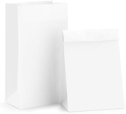 Bolsa de Papel BagDream 4LB para Almuerzo Pequeña, 50 Piezas, 5x2.95x9.45 Pulgadas, Blanca, Ideal para Snacks, Galletas y Manualidades - imagen 1