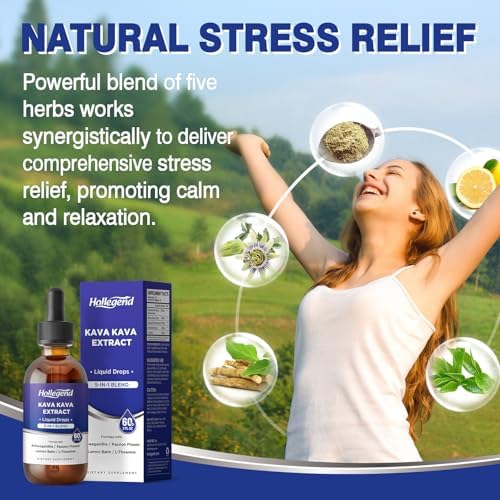 Extracto Líquido de Raíz de Kava Kava HOLLEGEND, 5 en 1 con Ashwagandha, Bálsamo de Limón, L-Theanina, Suplemento para Estrés, Sueño y Salud Mental, - imagen 4
