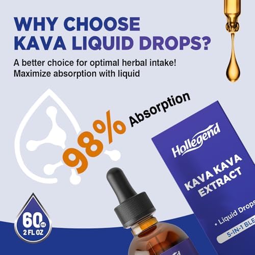 Extracto Líquido de Raíz de Kava Kava HOLLEGEND, 5 en 1 con Ashwagandha, Bálsamo de Limón, L-Theanina, Suplemento para Estrés, Sueño y Salud Mental, - imagen 5