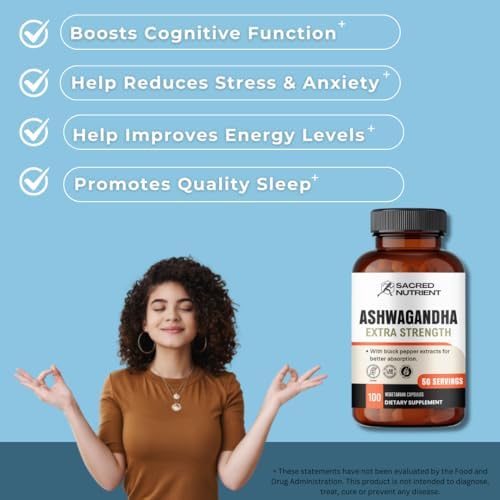 Suplemento Orgánico de Ashwagandha Extra Fuerte con Pimienta Negra para Estrés y Ánimo, 300mg Extracto (Equivalente a 3000mg Hierba), 100 Cápsulas - imagen 4