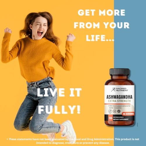 Suplemento Orgánico de Ashwagandha Extra Fuerte con Pimienta Negra para Estrés y Ánimo, 300mg Extracto (Equivalente a 3000mg Hierba), 100 Cápsulas - imagen 8