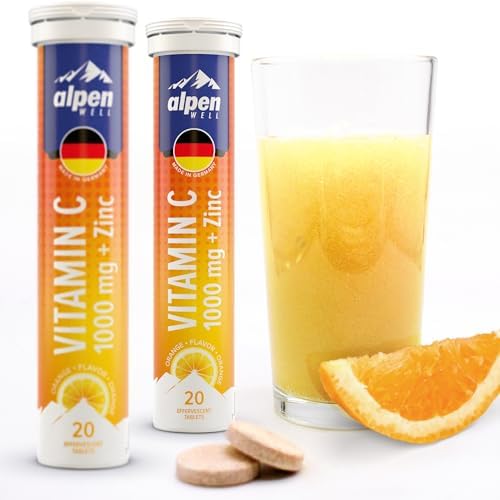 AlpenWell Vitamina C 1000mg + Zinc - Soporte Inmunológico - 20 Tabletas Efervescentes Sin Azúcar, Sabor Naranja, Suplemento Bajo en Calorías - imagen 7