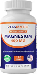 Vitamatic Magnesio Oxido Extra Fuerte 400 mg 120 Tabletas Vegetarianas - Apoya la Salud Muscular, Nerviosa y Cardiaca - Hecho en EE. UU. - Sin GMO y - imagen 1