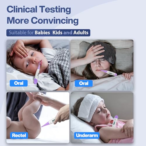 Termómetro Oral Boncare 10 Segundos para Adultos y Niños - Termómetro Rectal Seguro y Preciso para Bebés con Alarma de Fiebre, Digital (Morado) - imagen 4