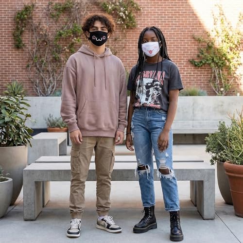 Mascarillas Reutilizables de Algodón para Adultos y Adolescentes, 10 Piezas, Diseño Lindos en Negro, Blanco y Rosa, Protección Completa - imagen 3