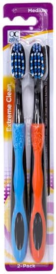 Cepillos de Dientes Quality Choice de Cerdas Medianas 2 Piezas. Mango Ergonómico, Cabeza Compacta para Áreas Difíciles, Cuidado Bucal Suave y - imagen 1