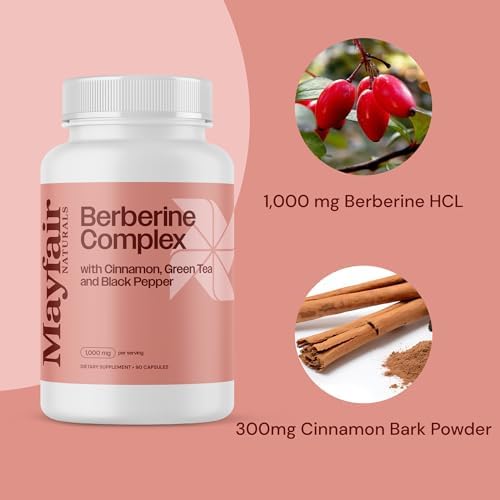 Suplemento Mayfair Naturals Complejo de Berberina con Canela, Té Verde y Pimienta Negra, 90 Cápsulas - imagen 3