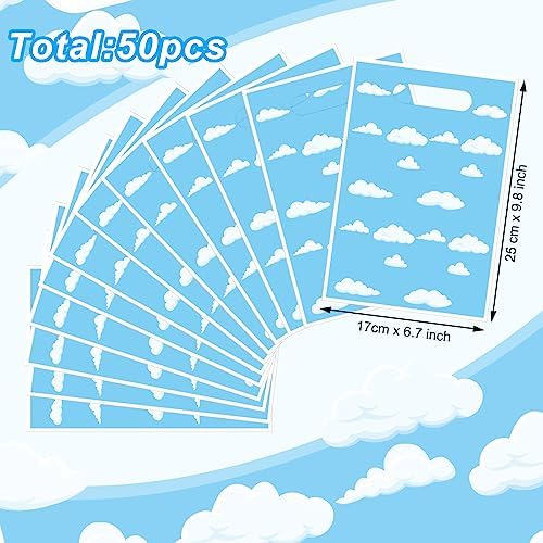 Bolsas de Regalo Pasimy de 50 Pcs con Diseño de Nubes Azules, Favoritos de Fiesta para Niños y Bebés, Cumpleaños y Baby Shower - imagen 2