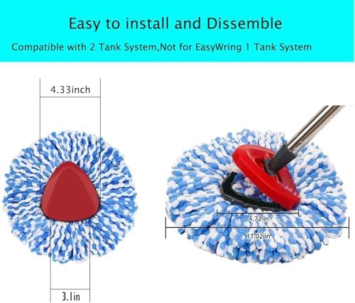 Cabezas de Repuesto para Mopas Spin Compatibles con el Sistema de Mopas RinseClean de 2 Tanques, Refil de Microfibra para Limpiar Pisos Duros - imagen 5