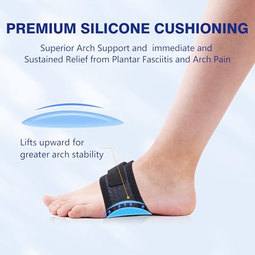 Funda de Soporte para el Arco del Pie Cozyhealth (1 Par) con Almohadillas de Gel - Corrector Ajustable para Pie Plano y Fascitis Plantar, Unisex - imagen 3