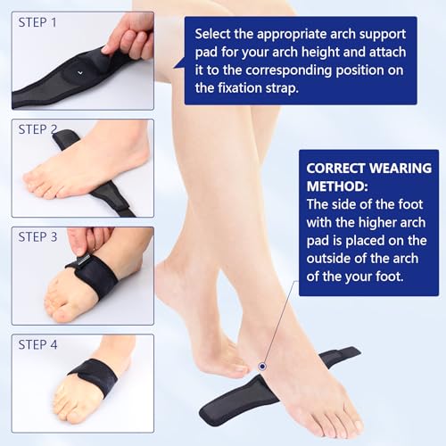 Funda de Soporte para el Arco del Pie Cozyhealth (1 Par) con Almohadillas de Gel - Corrector Ajustable para Pie Plano y Fascitis Plantar, Unisex - imagen 6