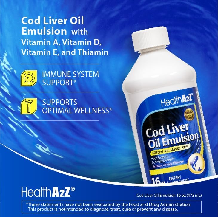HealthA2Z® Aceite de Hígado de Bacalao con Vitaminas A, D y E, Apoya el Sistema Inmunológico, Corazón, Cerebro, Articulaciones y Salud Visual, Sabor - imagen 7