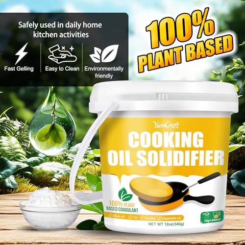 Polvo Solidificador de Aceite para Cocina, Endurece hasta 2.25 Galones de Aceites de Freír, Disposición de Grasa, Coagulante 100% Vegetal - imagen 3