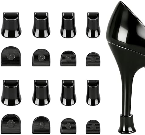 Protectores de Tacón SooGree - Tapones para Tacones, Capsulas de Reparación para Caminar en Césped y Terreno Irregular (Tipo U - Negro - 8 Pares) - imagen 1
