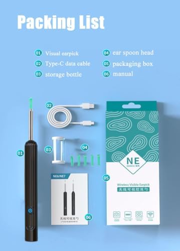 Herramienta de Eliminación de Cerumen OKUBOX, Limpiador de Oídos con Cámara y Luz, Kit Inteligente de Limpieza de Cerumen a Prueba de Agua con - imagen 6