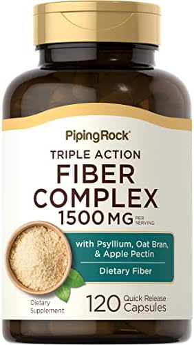 Suplemento de Fibra Piping Rock | 1500mg | 120 Cápsulas | Pastillas de Triple Acción | con Psyllium, Salvado de Avena y Pectina de Manzana | Sin OGM - imagen 1