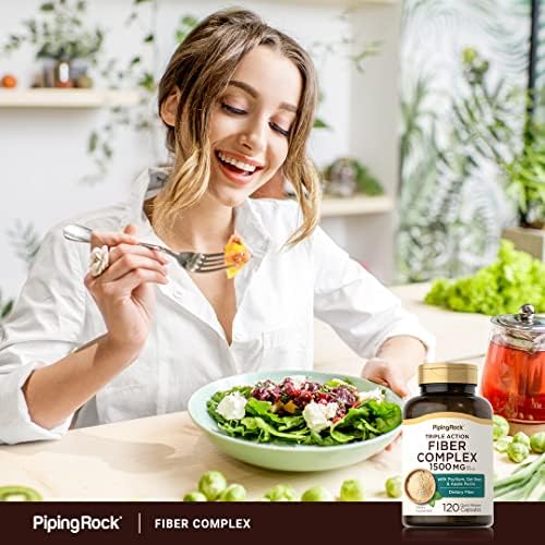 Suplemento de Fibra Piping Rock | 1500mg | 120 Cápsulas | Pastillas de Triple Acción | con Psyllium, Salvado de Avena y Pectina de Manzana | Sin OGM - imagen 6