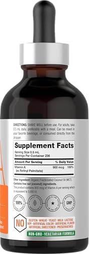 Gotas Líquidas de Vitamina A Horbäach | 4 fl oz | con Aceite MCT Orgánico | Suplemento Vegetariano, No Transgénico y Sin Gluten - imagen 2