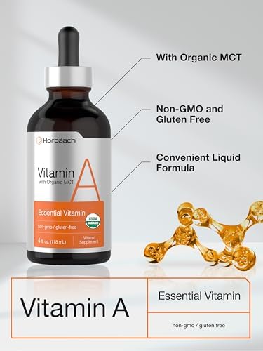 Gotas Líquidas de Vitamina A Horbäach | 4 fl oz | con Aceite MCT Orgánico | Suplemento Vegetariano, No Transgénico y Sin Gluten - imagen 4