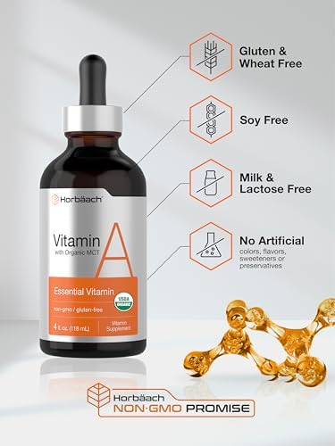 Gotas Líquidas de Vitamina A Horbäach | 4 fl oz | con Aceite MCT Orgánico | Suplemento Vegetariano, No Transgénico y Sin Gluten - imagen 5