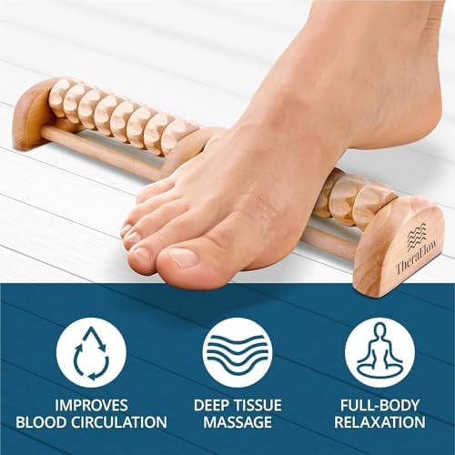 Masajeador de pies TheraFlow pequeño de doble acción para neuropatía - Alivio de fascitis plantar - Rodillo para pies y circulación - Regalos ideales - imagen 2