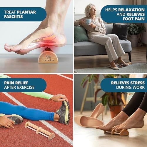 Masajeador de pies TheraFlow pequeño de doble acción para neuropatía - Alivio de fascitis plantar - Rodillo para pies y circulación - Regalos ideales - imagen 3