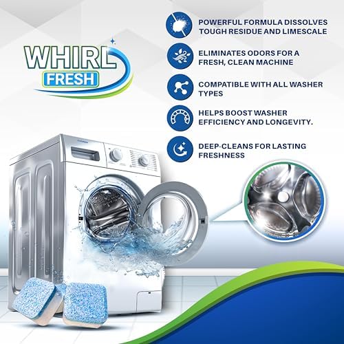 Tabletas Limpiadoras Whirl Fresh para Lavadoras, 24 Piezas – Limpieza Profunda para Lavadoras de Carga Superior y Frontal, Desincrustante y - imagen 2