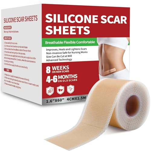 Rollo de Tiras de Silicona Médica para Cicatrices (1.6”x 60”), Cinta Reutilizable para Eliminación de Cicatrices de Cirugía, Cesárea, Quemaduras, - imagen 1