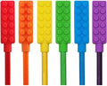 Toppers de Lápiz Masticables para Niños Sensibles (Paquete de 6), Juguetes de Silicón Arcoíris para Niños con Necesidades Orales Especiales, - imagen 1