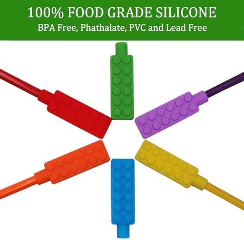 Toppers de Lápiz Masticables para Niños Sensibles (Paquete de 6), Juguetes de Silicón Arcoíris para Niños con Necesidades Orales Especiales, - imagen 6