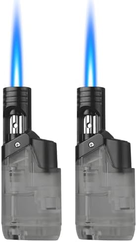 Encendedor de Soplete, Paquete de 2 Encendedores de Butano Mini Recargables, a Prueba de Viento para Velas, Parrilla, Fuegos Artificiales y Camping - imagen 1