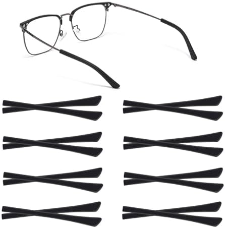 8 Piezas de Fundas de Silicón para Patas de Gafas, Antideslizantes, Reemplazo para Gafas y Lentes de Sol (Negro) - imagen 1