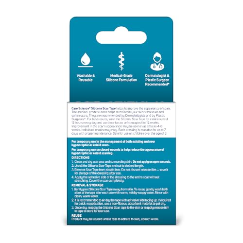 Cinta de Silicona Care Science para Cicatrices 1.6 x 120in 1ct | Cinta para Cicatrices Quirúrgicas, Keloides, Estrías, C-Section, Quemaduras, - imagen 8