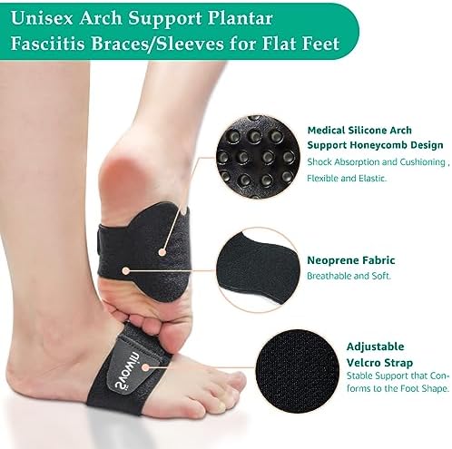 Mangas de Compresión con Soporte Arqueado Svowin para Pies Planos, Fajas Ajustables de Velcro para Fascitis Plantar, Unisex, Alivio del Dolor en los - imagen 2