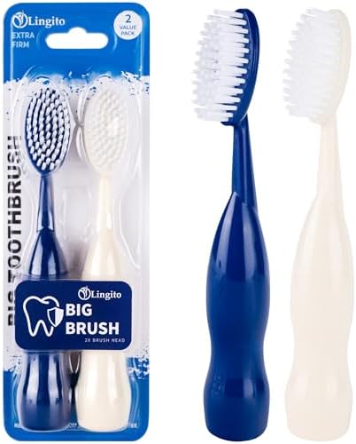 Cepillo de Dientes Lingito para Fumadores, Cabeza Ancha, Cerdas Duras Extra-Firmes, Limpieza Profunda y Remoción de Manchas - (Paquete de 2) - imagen 1