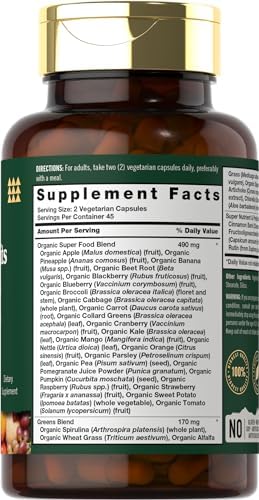 Cápsulas de Super Frutas y Verduras Tahoe Nutritionals | 90 Contenido | Suplemento Vegetariano, No Transgénico y Sin Gluten - imagen 2