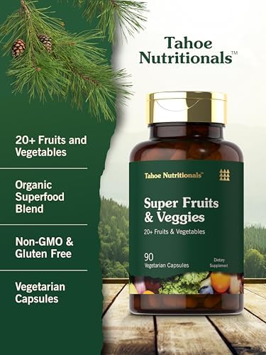 Cápsulas de Super Frutas y Verduras Tahoe Nutritionals | 90 Contenido | Suplemento Vegetariano, No Transgénico y Sin Gluten - imagen 4