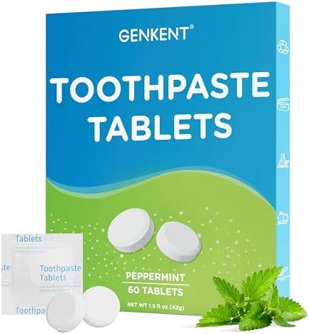 Tabletas de Pasta Dental GENKENT, Masticables Sin Plástico y Con Flúor, Ecológicas y Viaje Amigables (60 Unidades) - imagen 1