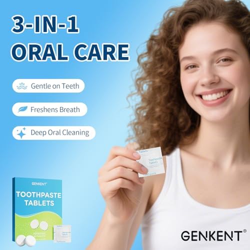Tabletas de Pasta Dental GENKENT, Masticables Sin Plástico y Con Flúor, Ecológicas y Viaje Amigables (60 Unidades) - imagen 2