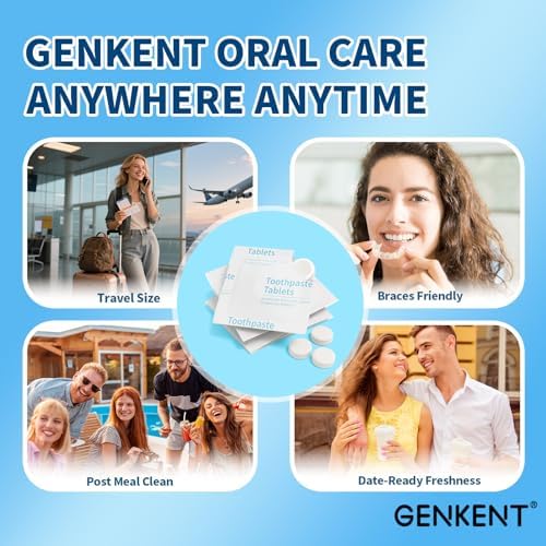 Tabletas de Pasta Dental GENKENT, Masticables Sin Plástico y Con Flúor, Ecológicas y Viaje Amigables (60 Unidades) - imagen 6