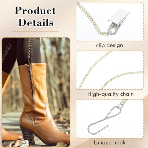 Tiradores de zipper para vestidos y botas, herramienta asistente con gancho y clip para subir el zipper (Dorado) - imagen 4