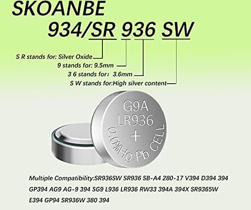 Batería de botón SKOANBE SR936SW 394 AG9 1.5V para reloj (Paquete de 10) - imagen 3