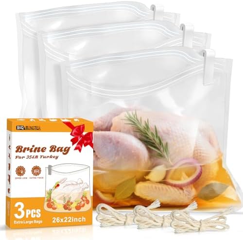 Bolsa para Salmuera de Pavo, Ideal para Pavos de 25LB o Más, Incluye 3 Cuerdas y Clips, Regalo para Papá en el Día del Padre, Tamaño 26x 22, 3 Piezas - imagen 1
