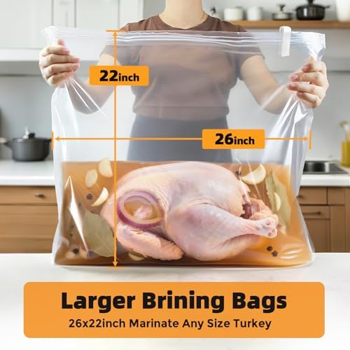 Bolsa para Salmuera de Pavo, Ideal para Pavos de 25LB o Más, Incluye 3 Cuerdas y Clips, Regalo para Papá en el Día del Padre, Tamaño 26x 22, 3 Piezas - imagen 2