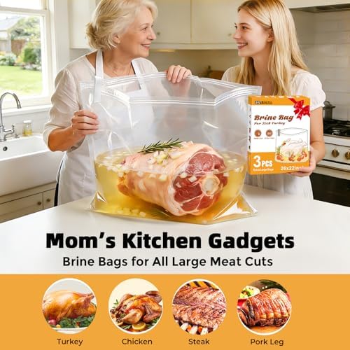 Bolsa para Salmuera de Pavo, Ideal para Pavos de 25LB o Más, Incluye 3 Cuerdas y Clips, Regalo para Papá en el Día del Padre, Tamaño 26x 22, 3 Piezas - imagen 3