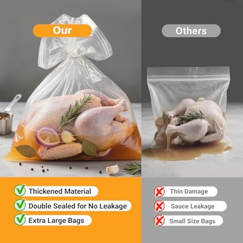 Bolsa para Salmuera de Pavo, Ideal para Pavos de 25LB o Más, Incluye 3 Cuerdas y Clips, Regalo para Papá en el Día del Padre, Tamaño 26x 22, 3 Piezas - imagen 5