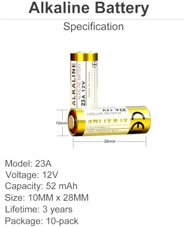 Batería Bvgokcell A23 23A de 12 Voltios (Paquete de 10), Batería Alcalina MN21/23 de 12V, Duradera para Control Remoto de Ventilador, Abridor de - imagen 3