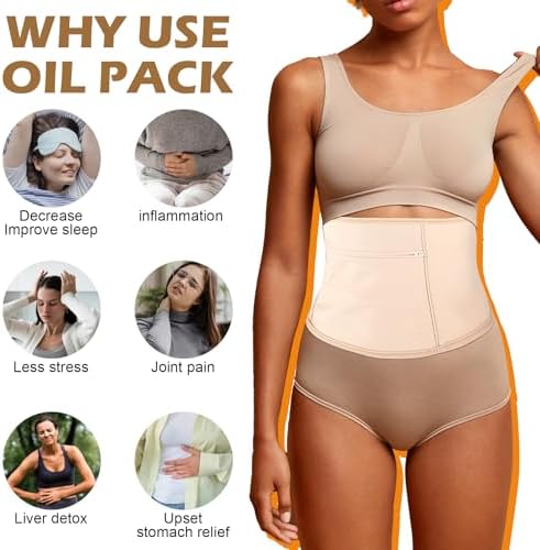 Compresa de Aceite de Ricino Kifmurase para Detoxificación del Hígado, Funda de Algodón Orgánico Reutilizable para Estómago, Mejora Sueño y Digestión - imagen 4