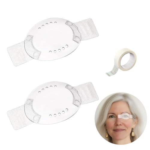 Parche Ocular Transparente para Recuperación de Cataratas y Lasik, 2 Piezas con Agujero de Respiración y Cinta Médica Autoadhesiva para Adultos y - imagen 1
